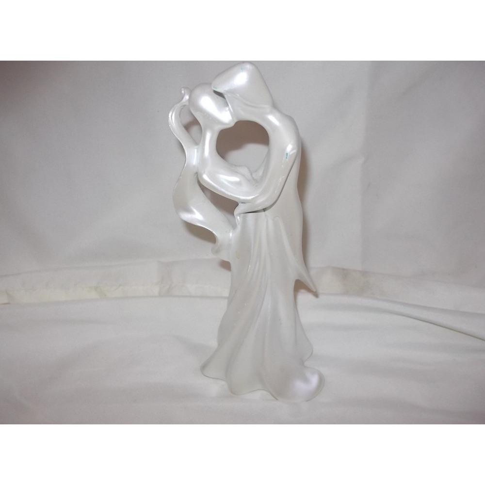 Iridescent White Bride and Groom Wedding Figurine Cake Topper Dancing Couple